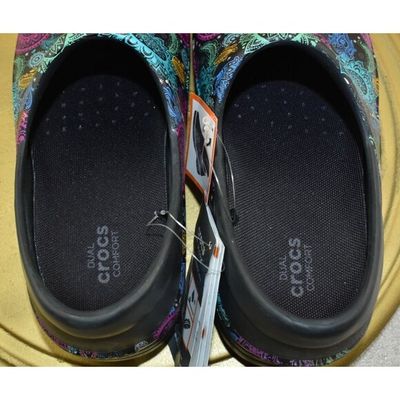 Crocs Neira Pro II Womens Clogs Size 8 Mandala Graphic Slip Resistant Work Shoes - Picture 9 of 10